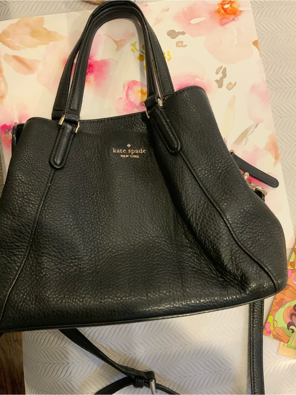 kate spade Black Pebbled Leather Shoulder Bag